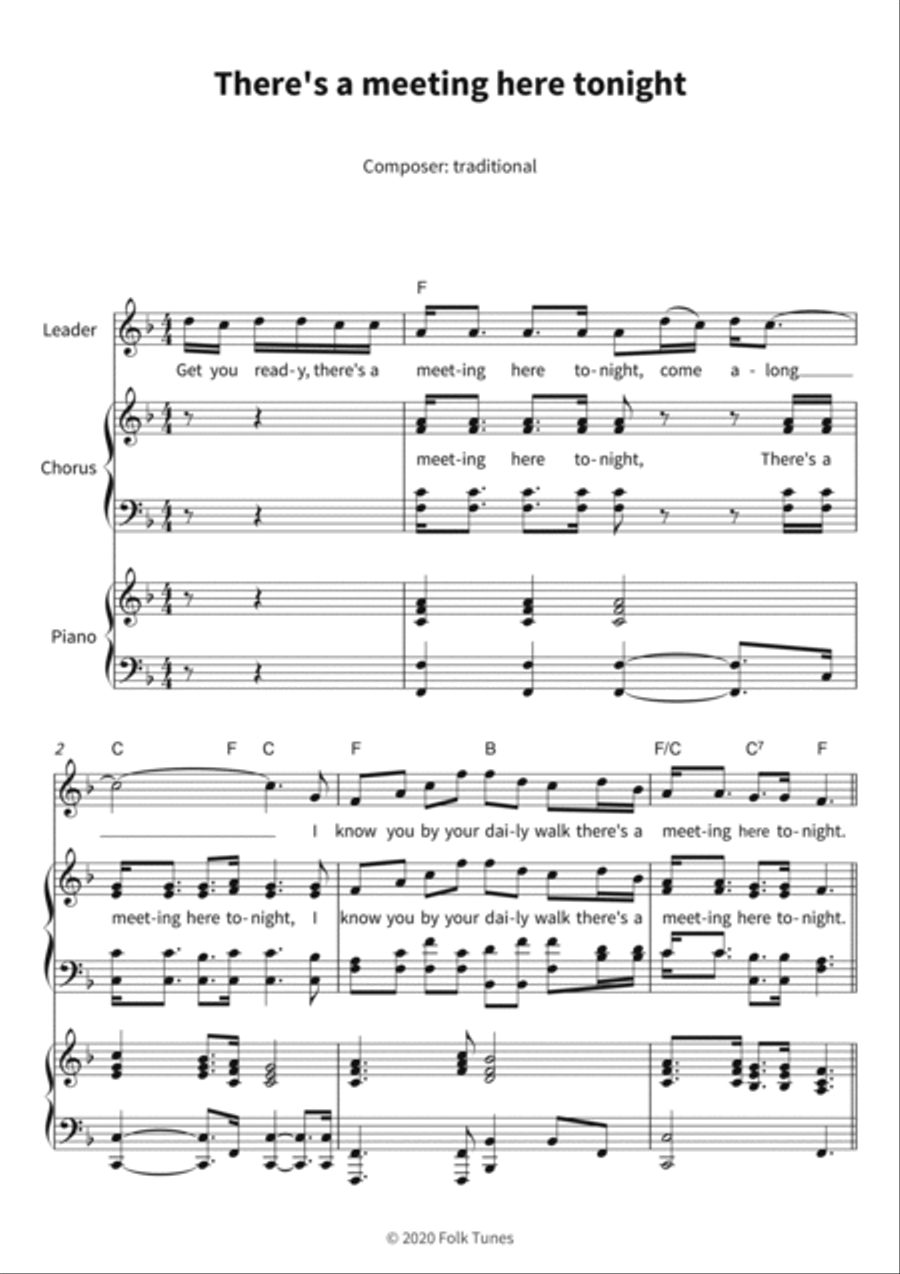 There's a meeting here tonight Piano, Vocal, Guitar scores gallery preview page 3