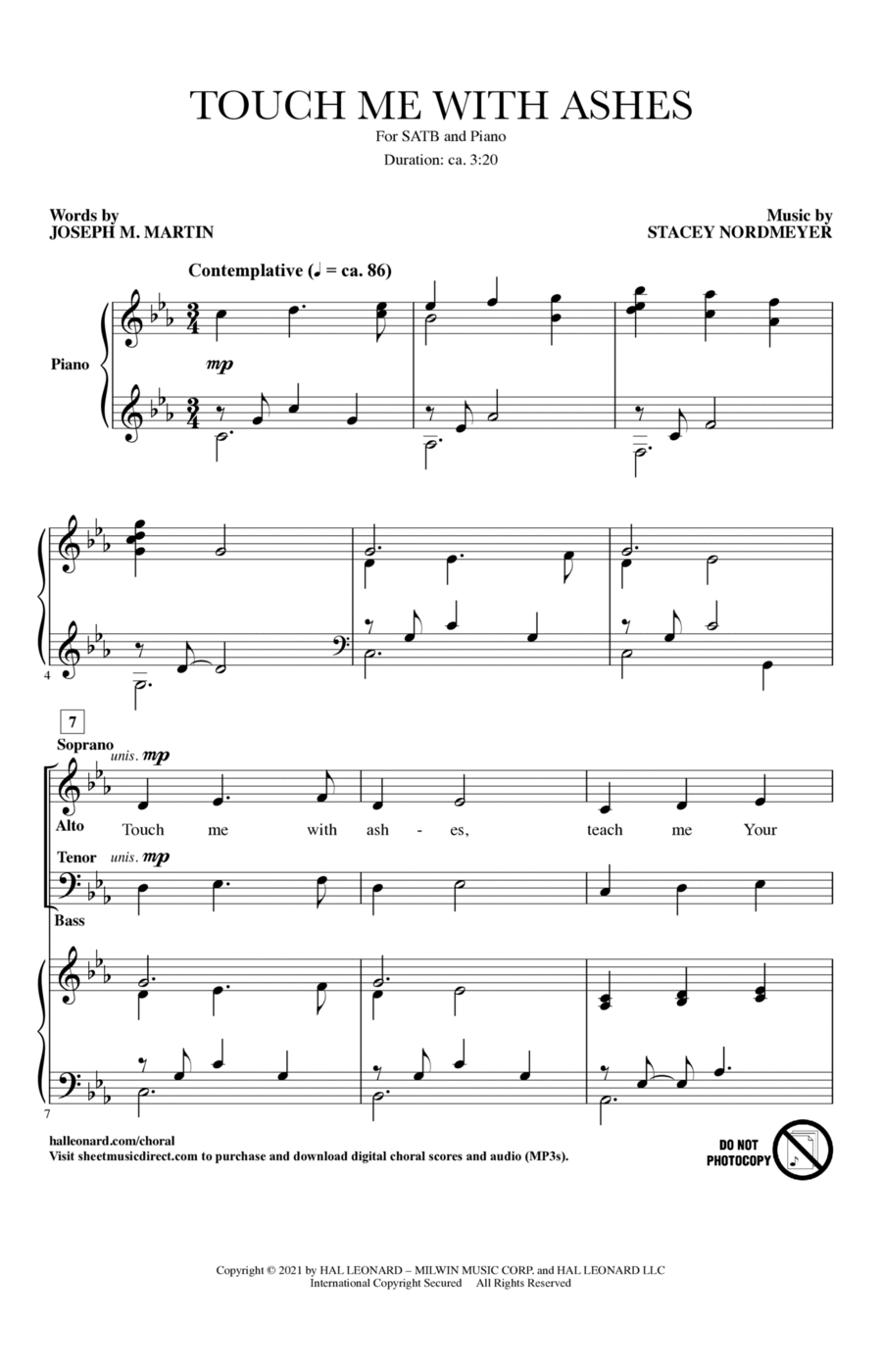 Touch Me With Ashes 4-Part scores gallery preview page 1