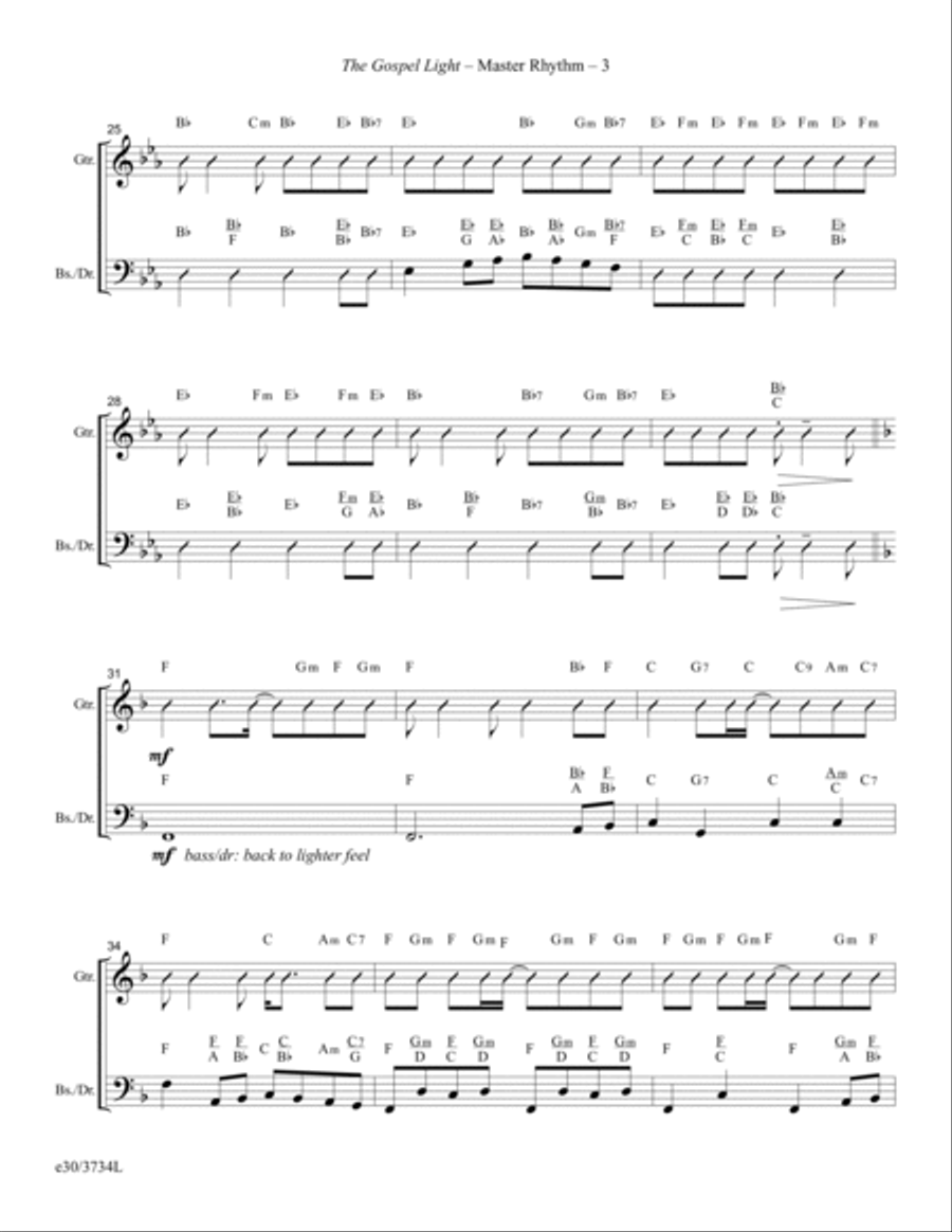 The Gospel Light - Master Rhythm Score (Digital Download) Rhythm Section scores gallery preview page 3