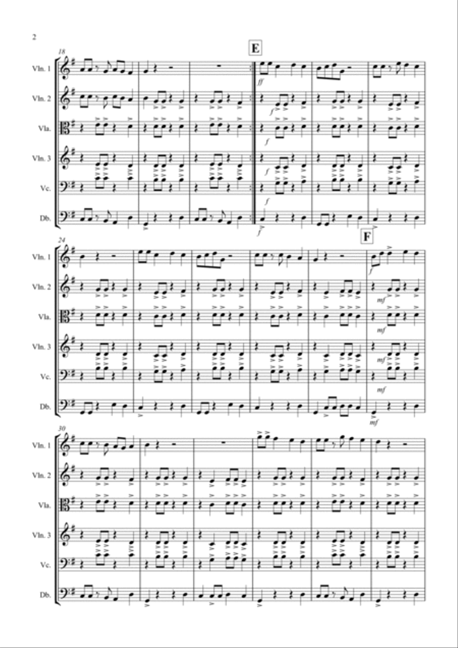 Burnie's Reggae for String Orchestra String Quartet scores gallery preview page 2