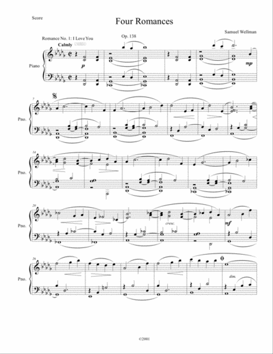 Four Romances, Op. 138 Four Romances, Op. 138 Piano Solo scores gallery preview page 1