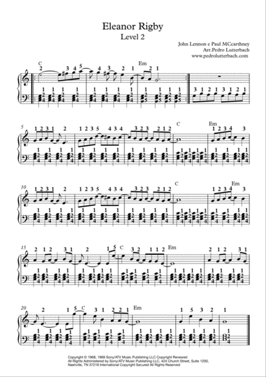 Eleanor Rigby Easy Piano scores gallery preview page 1