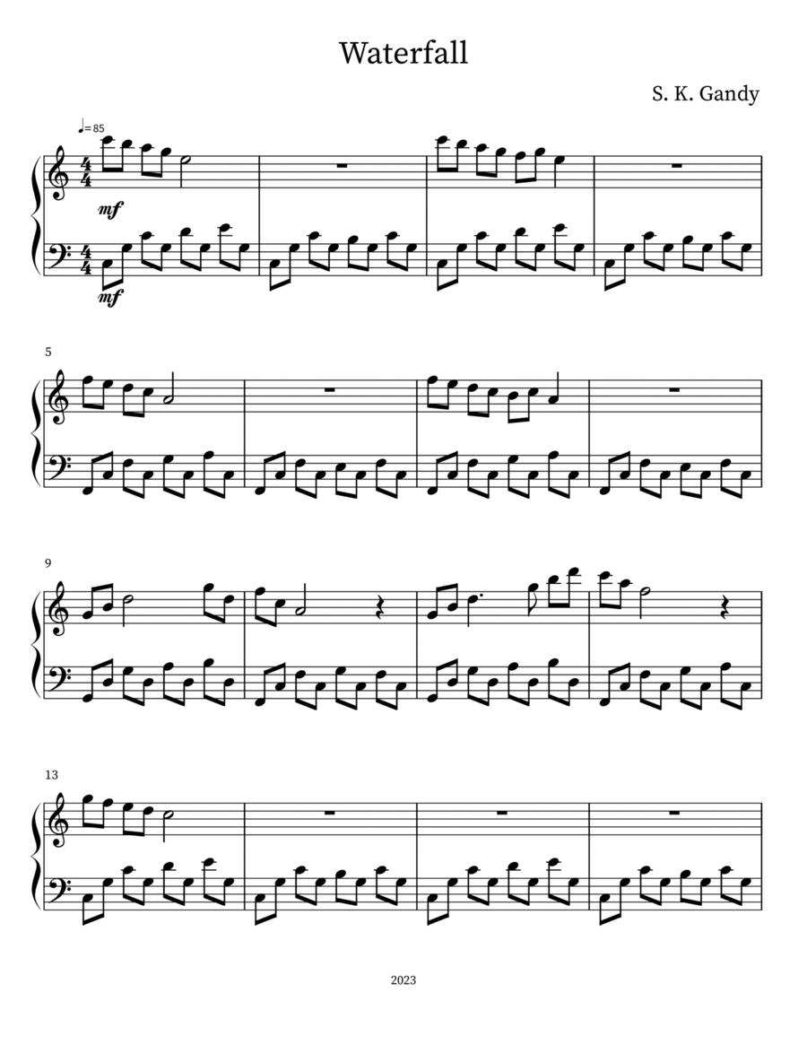 Waterfall Waterfall Easy Piano scores gallery preview page 1