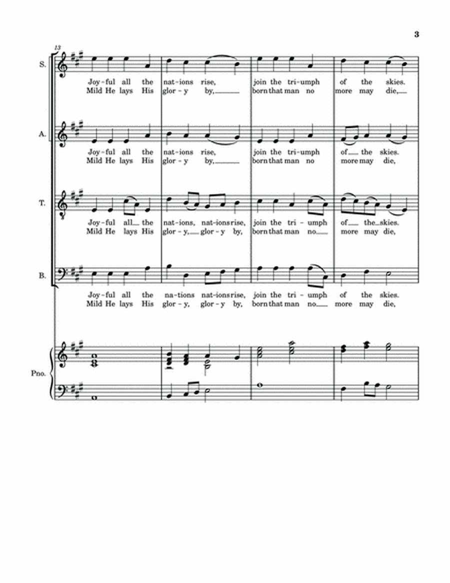 Hark, The Herald Angels Sing - SATB Choir with optional Piano accompaniment image number null
