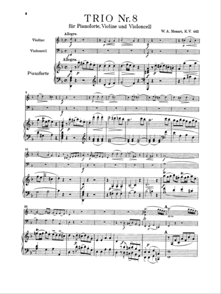 Mozart: Trio No. 8 in D Minor, K. 442 Piano scores gallery preview page 2