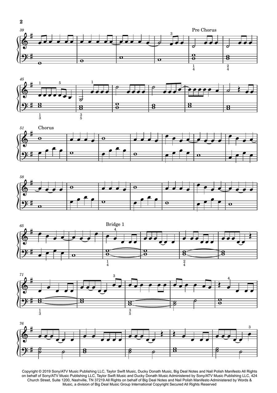 Cruel Summer Easy Piano scores gallery preview page 2