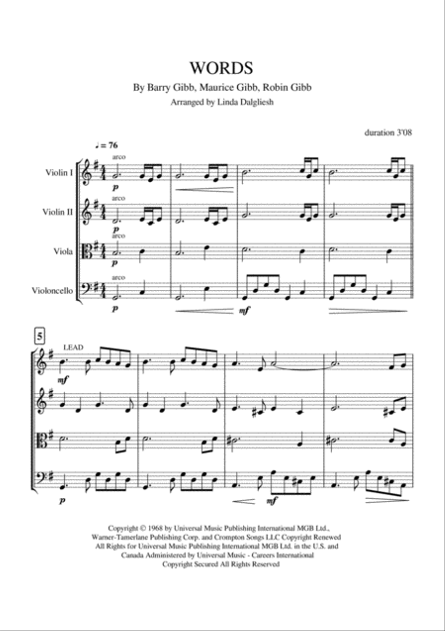Words String Quartet scores gallery preview page 1