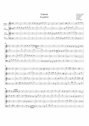 Canzon La grave (arrangement for 4 recorders)