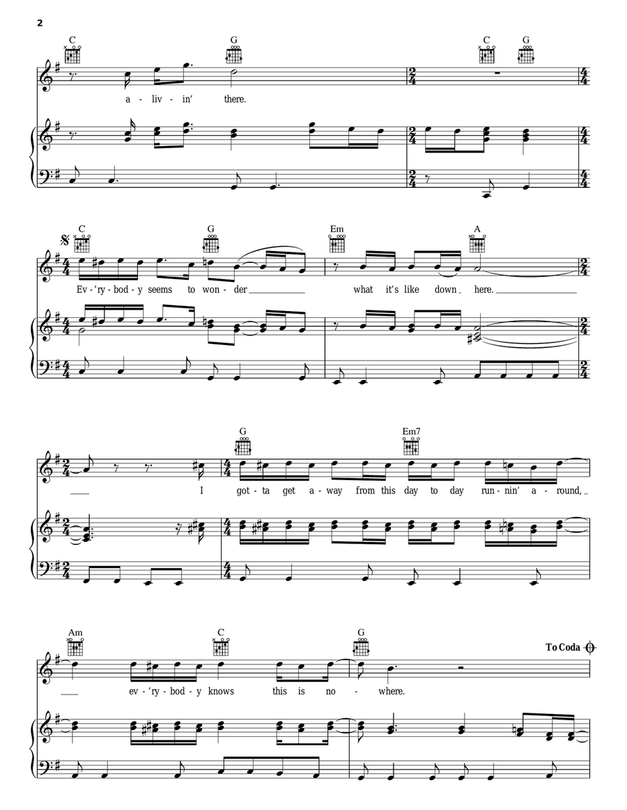 Everybody Knows This Is Nowhere Piano, Vocal, Guitar scores gallery preview page 2