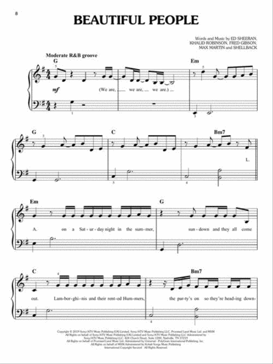 Chart Hits of 2019-2020 Easy Piano scores gallery preview page 5