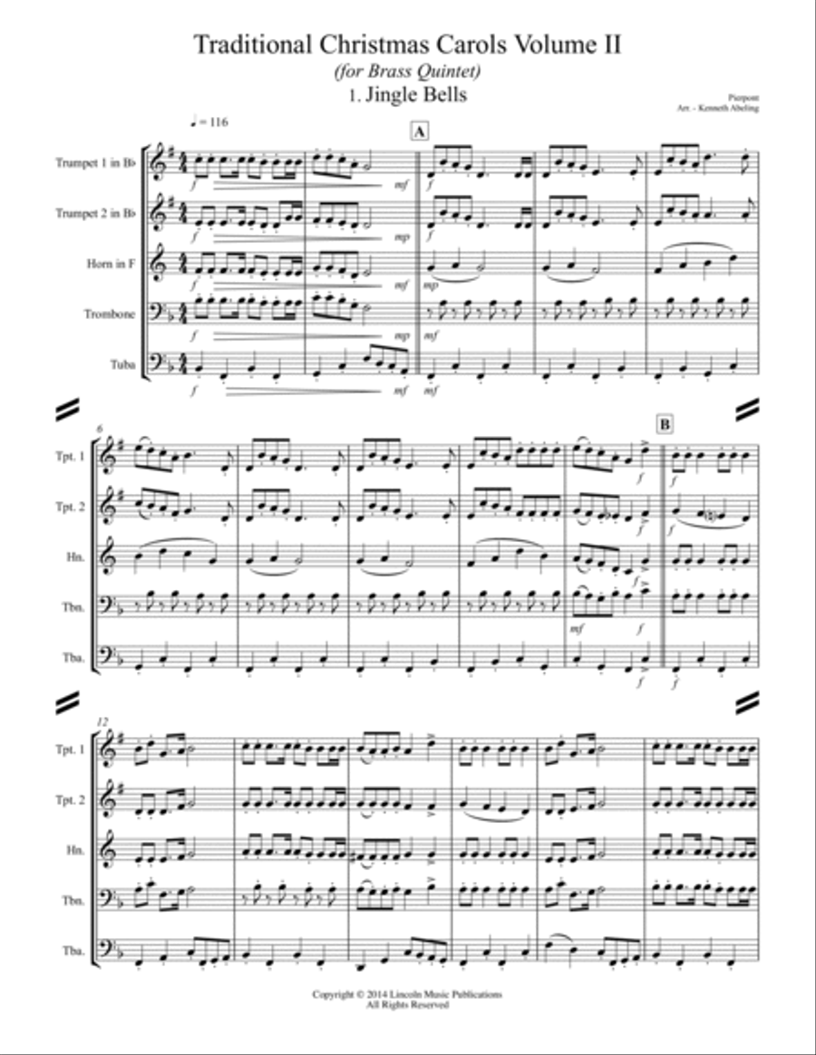 20 Traditional Christmas Carols Volume II (for Brass Quintet) Brass Quintet scores gallery preview page 2