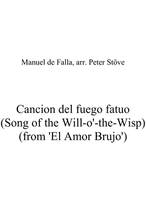 Book cover for Cancion del fuego fatuo (Song of the Will-o'-the-Wisp) for 12 C-flutes