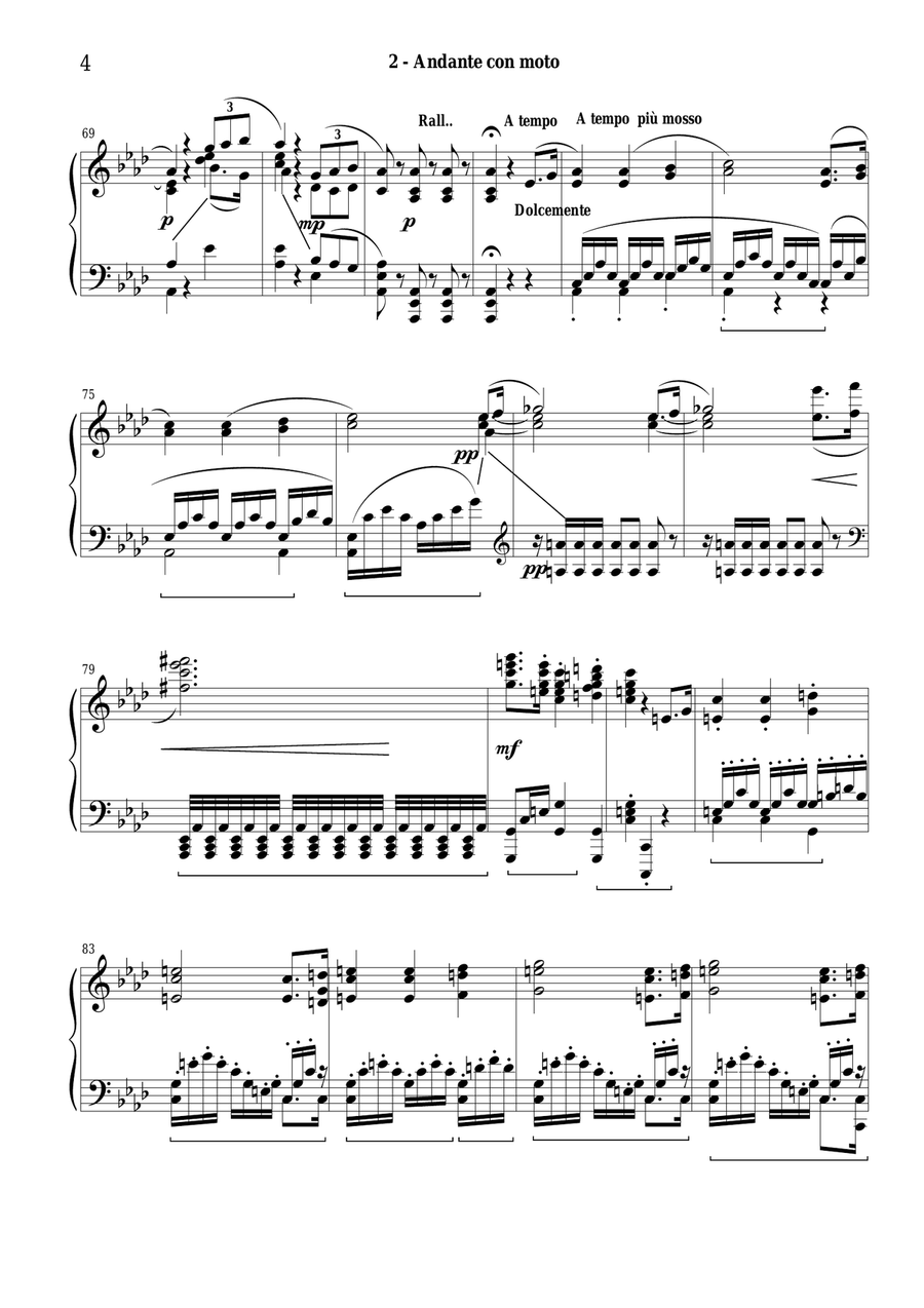 L.van Beethoven - Symphony no.5 Op.67 for piano – 2nd mov. Andante con moto Piano Solo scores gallery preview page 4