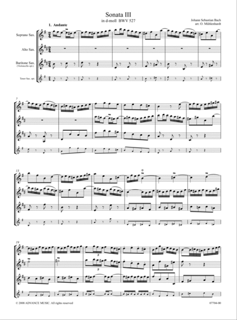 Triosonate III in D Moll BWV 527 SAT scores gallery preview page 2