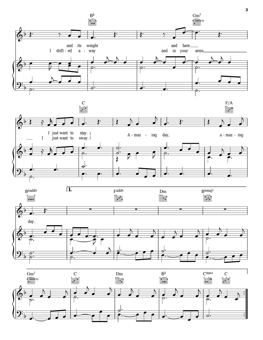 Amazing Day Amazing Day Piano, Vocal, Guitar scores gallery preview page 3