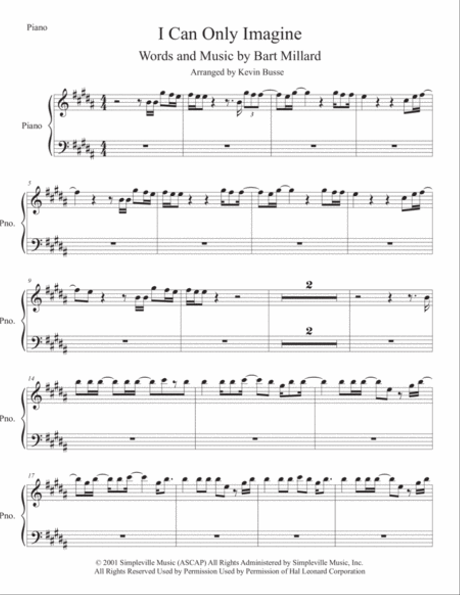 I Can Only Imagine Easy Piano scores gallery preview page 1