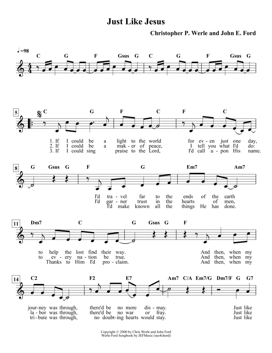 Just Like Jesus Just Like Jesus Guitar scores gallery preview page 1