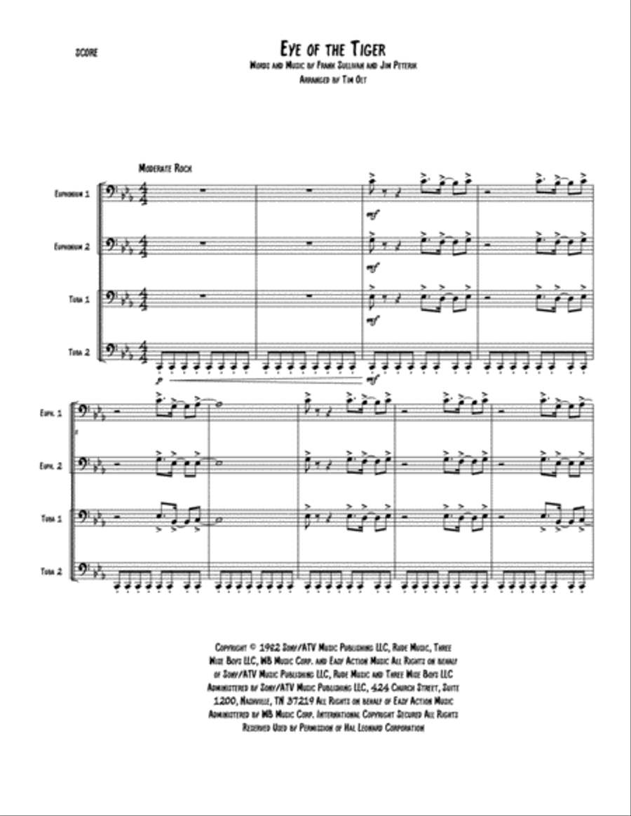 Eye Of The Tiger Eye Of The Tiger Brass Ensemble scores gallery preview page 1