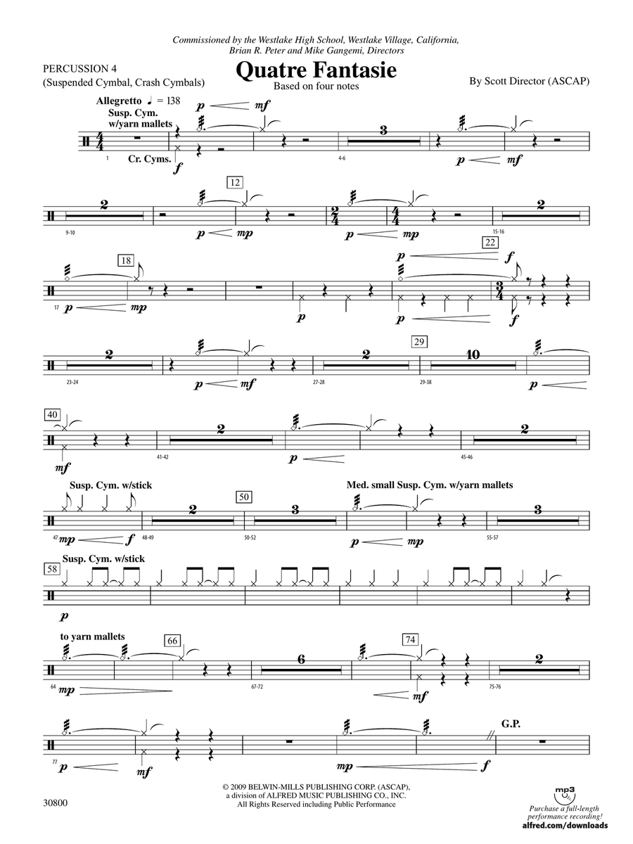 Quatre Fantasie: 4th Percussion