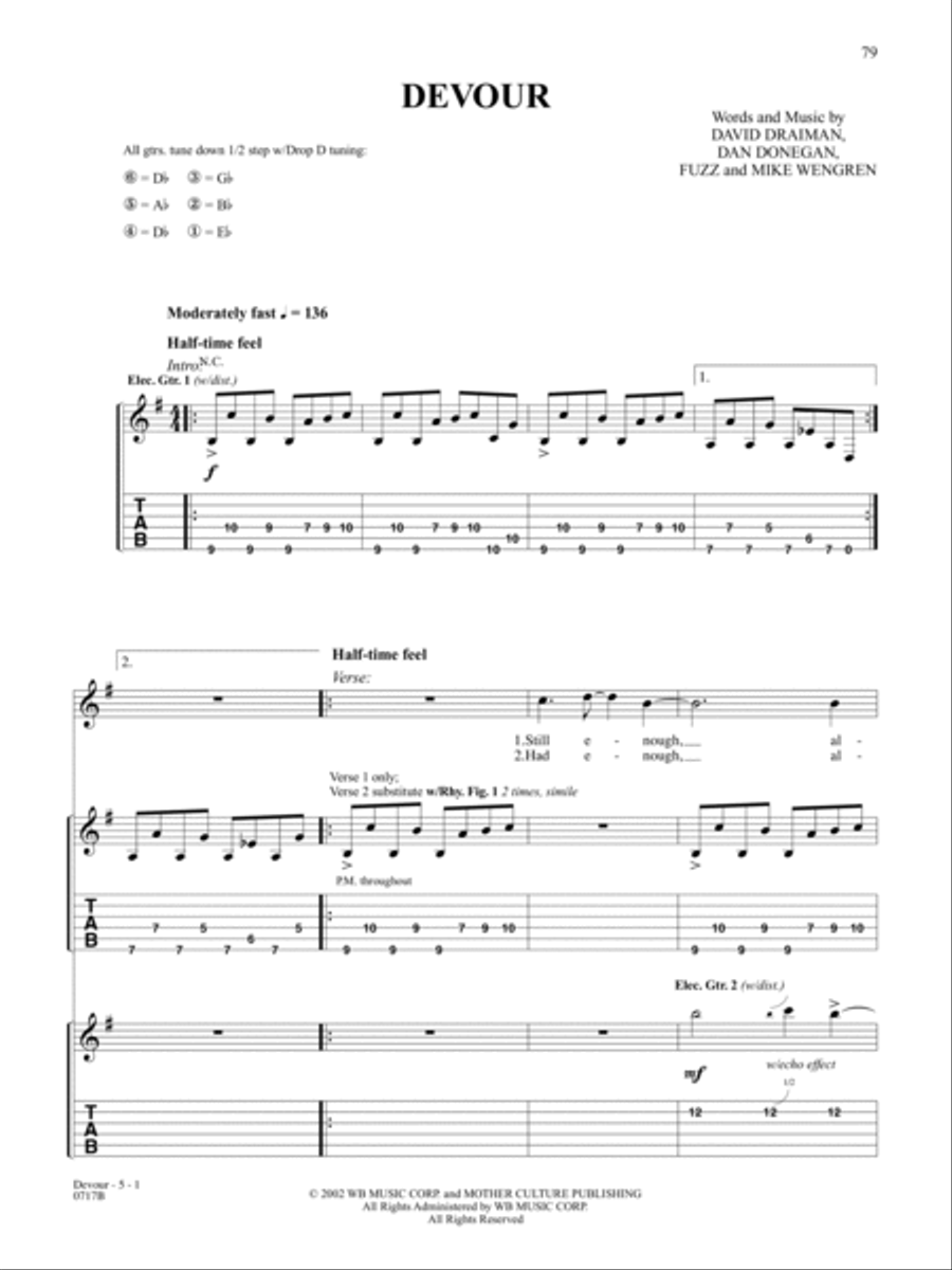 Devour Guitar Tablature scores gallery preview page 1