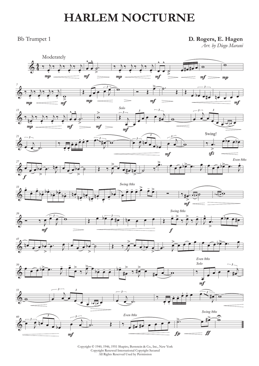 Harlem Nocturne Brass Ensemble scores gallery preview page 1
