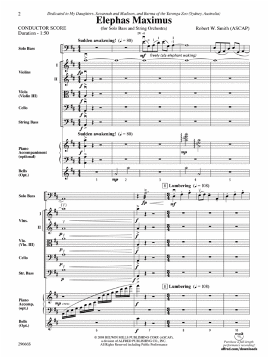 Elephas Maximus (For Solo Bass and String Orchestra) String Orchestra scores gallery preview page 2