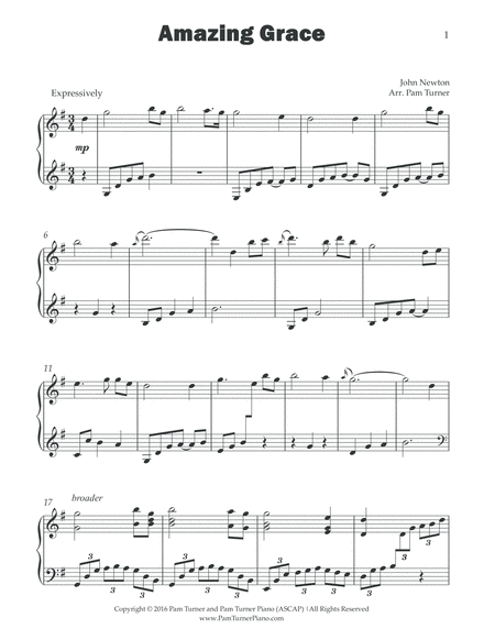 Amazing Grace (Late Intermediate Piano Solo) image number null