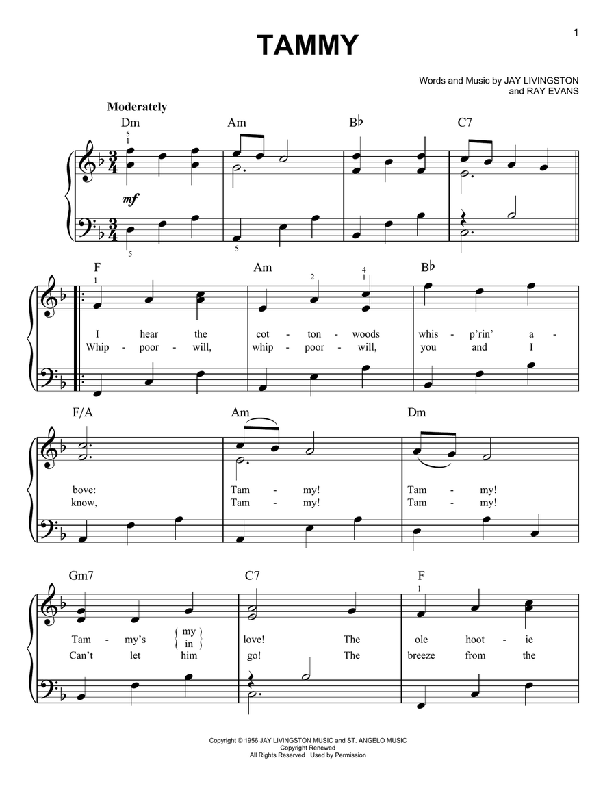 Tammy Easy Piano scores gallery preview page 1