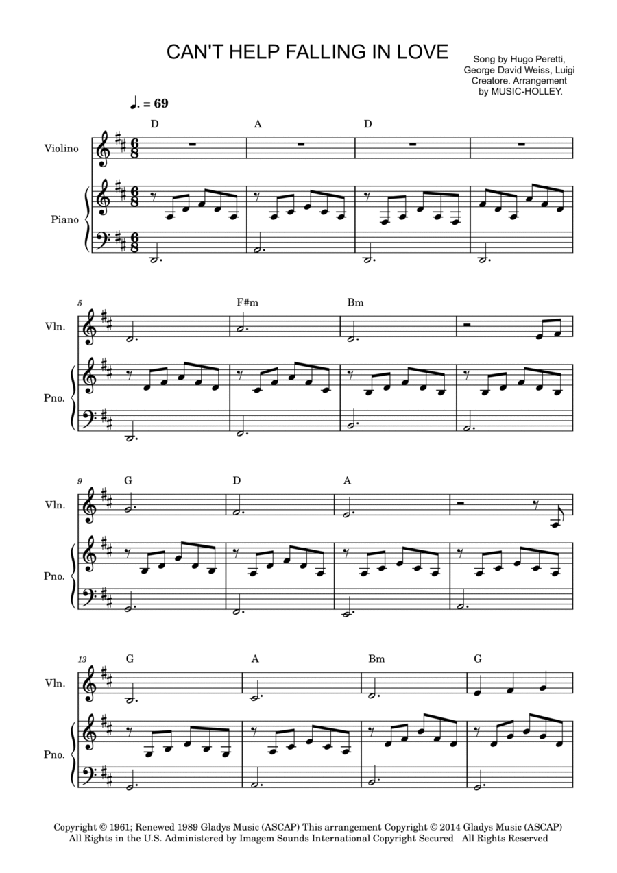 Can't Help Falling In Love Voice scores gallery preview page 1