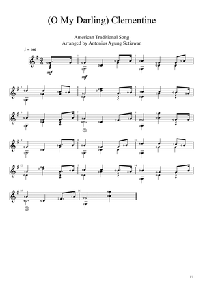 O My Darling Clementine (Solo Guitar Score)