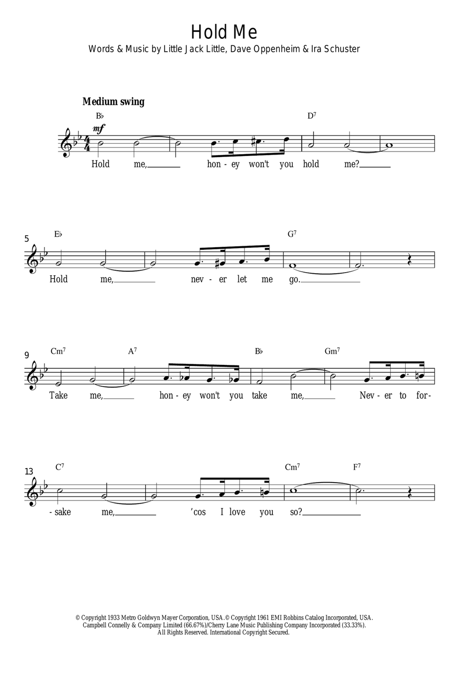 Hold Me Piano scores gallery preview page 1