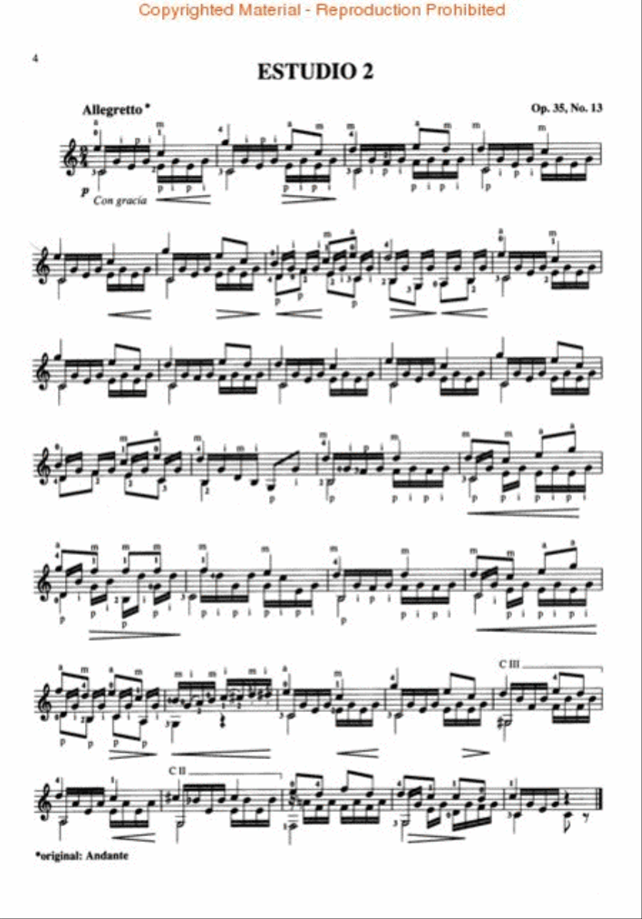 Andres Segovia – 20 Studies for Guitar Acoustic Guitar scores gallery preview page 2