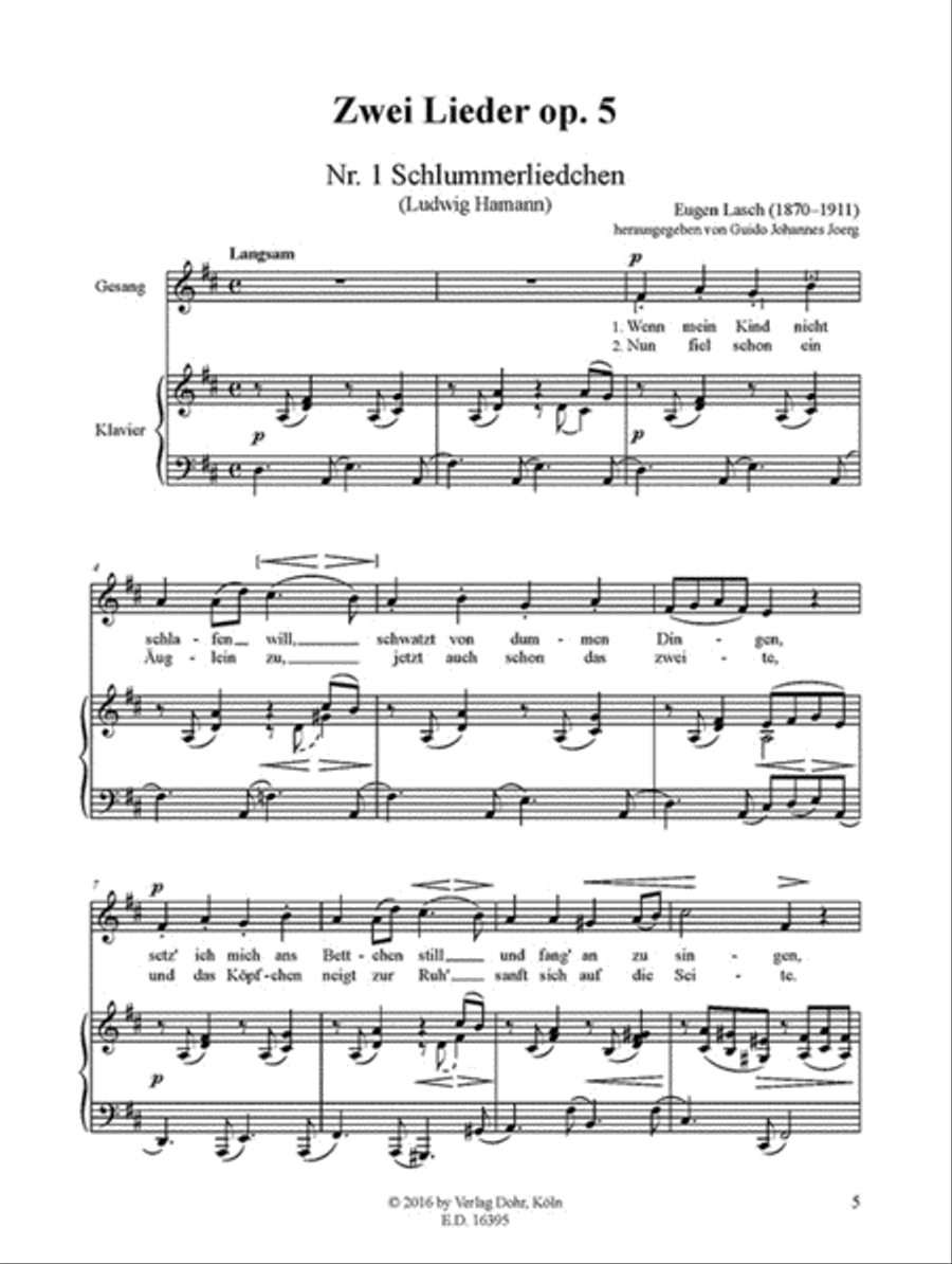 Zwei Lieder für Singstimme und Klavier op. 5 (nach Gedichten von Ludwig Hamann und Otto Roquette) Voice Solo scores gallery preview page 2