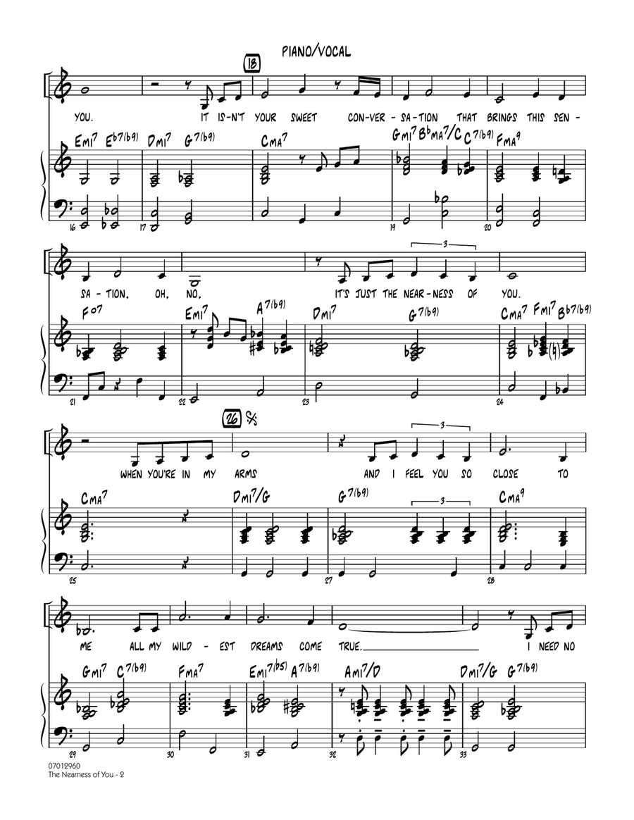 The Nearness of You (Key: C) - Piano/Vocal Jazz Ensemble scores gallery preview page 2