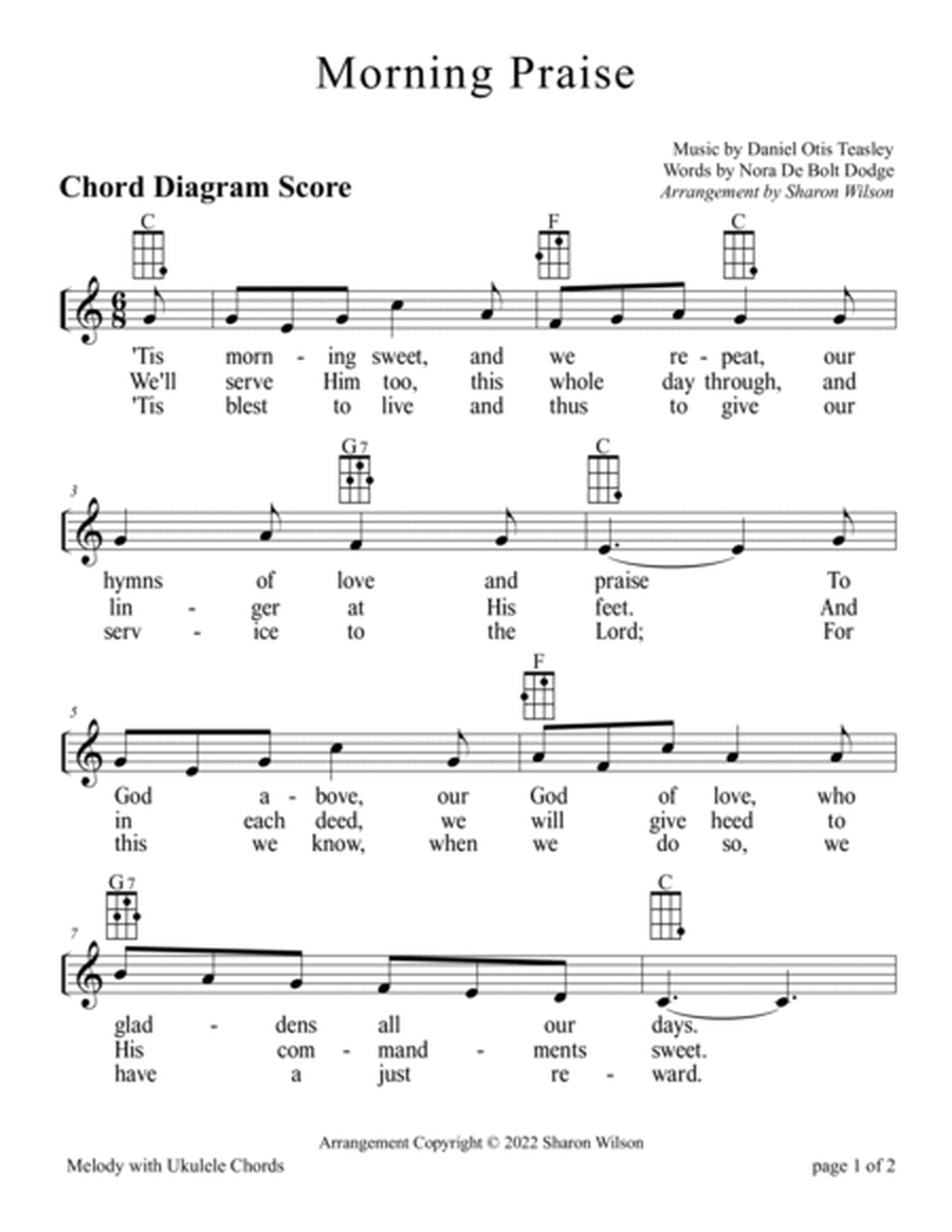 Morning Praise for Ukulele (Chords, TAB, Melody, and Lyrics with optional Piano Accompaniment) image number null