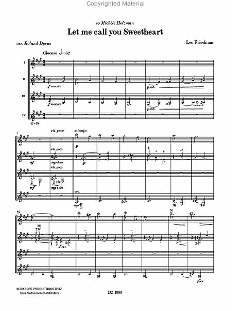 Les 100 de Roland Dyens - Let me call you Sweetheart Guitar Ensemble scores gallery preview page 2