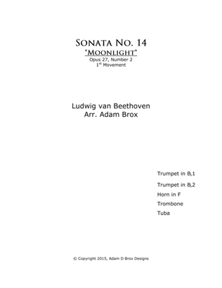 Book cover for Sonata No. 14 "Moonlight" Opus 27, Number 2 1st Movement for Brass Quintet