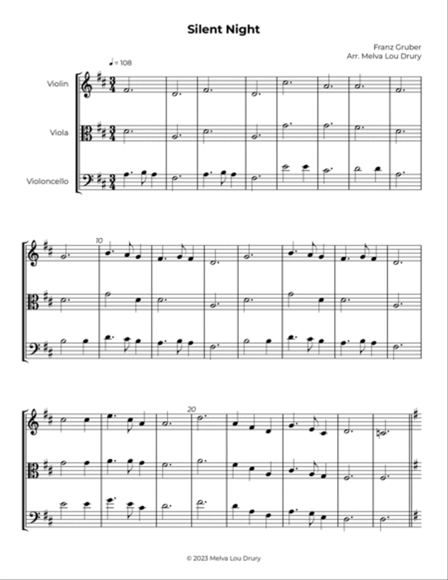 Silent Night Silent Night String Trio scores gallery preview page 2