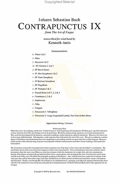 Contrapunctus 9 - CONDUCTOR'S SCORE ONLY image number null