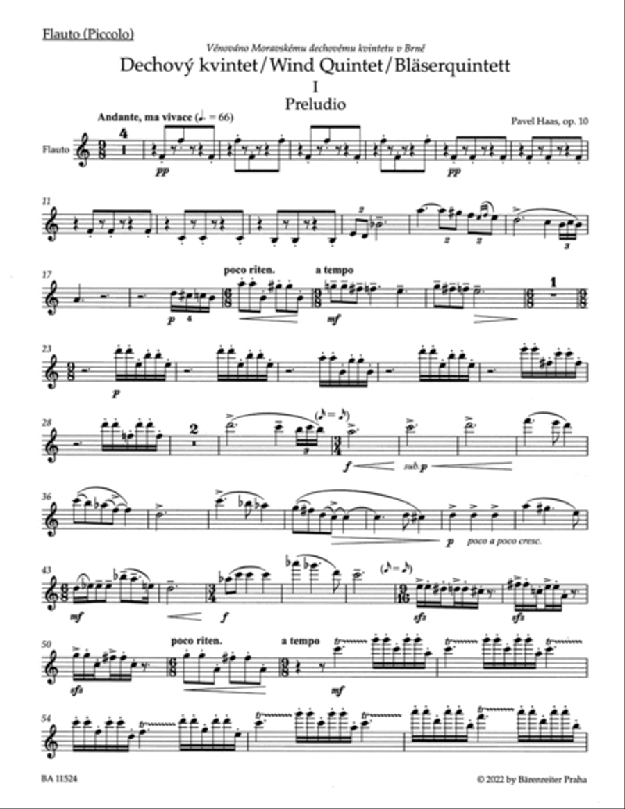 Wind Quintet, op. 10 Wind Quintet, op. 10 Woodwind Quintet scores gallery preview page 2