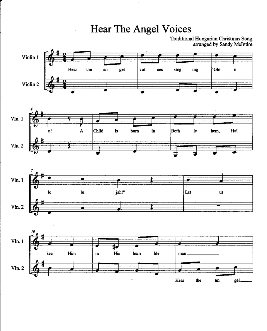 Hear the Angels Voices Hear the Angels Voices String Duet scores gallery preview page 1