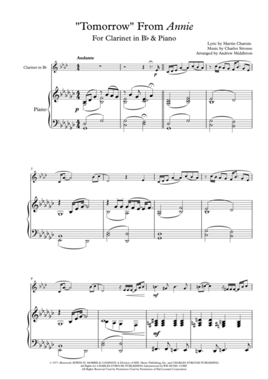 Tomorrow Tomorrow Clarinet Solo scores gallery preview page 3