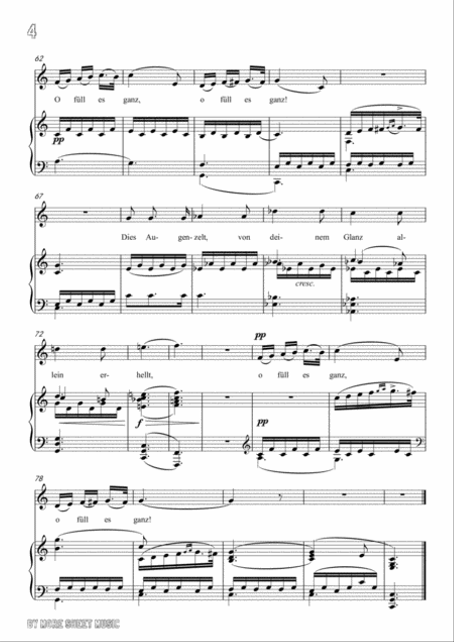 Schubert-Du bist die Ruh in C Major,for voice and piano Voice Solo scores gallery preview page 6