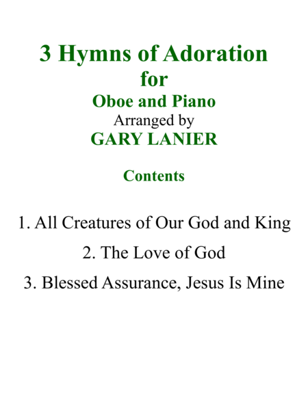 Gary Lanier: 3 HYMNS of ADORATION (Duets for Oboe & Piano) image number null
