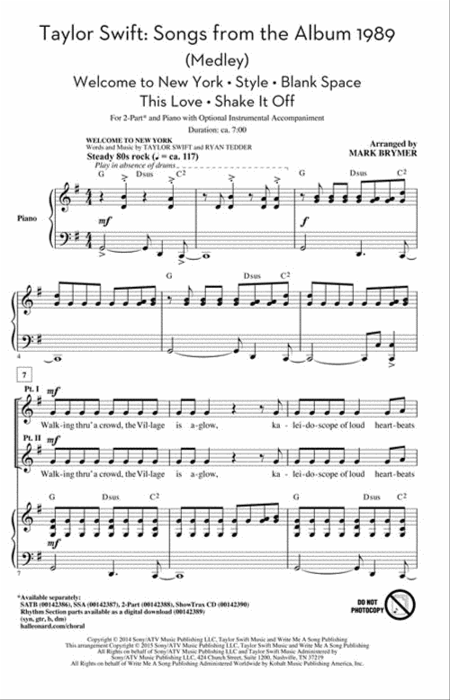 Taylor Swift: Songs from the Album 1989 2-Part scores gallery preview page 2