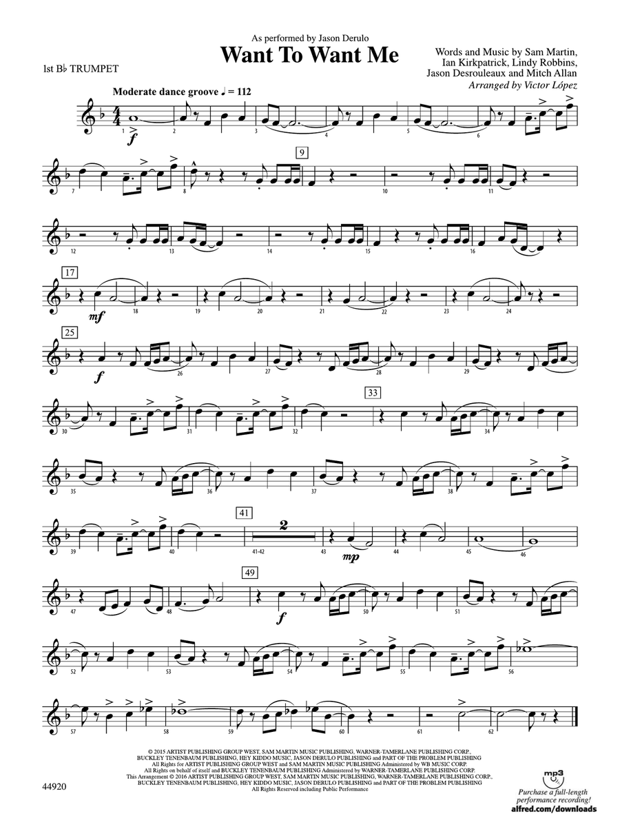Want to Want Me: 1st B-flat Trumpet