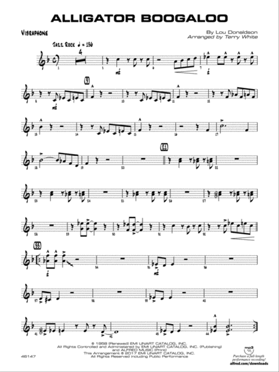 Alligator Boogaloo: Vibraphone Jazz Ensemble scores gallery preview page 1