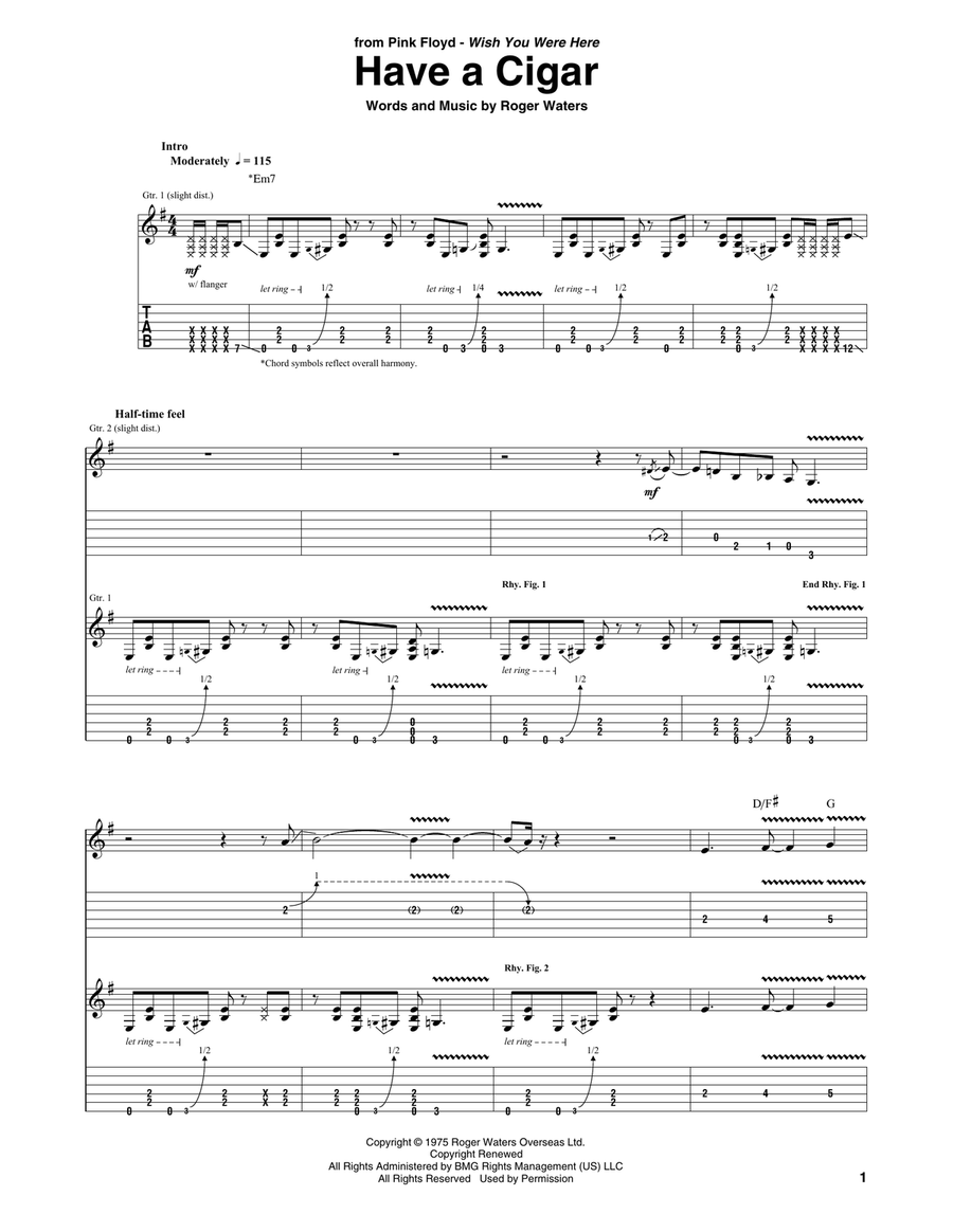 Have A Cigar Have A Cigar Acoustic Guitar scores gallery preview page 1