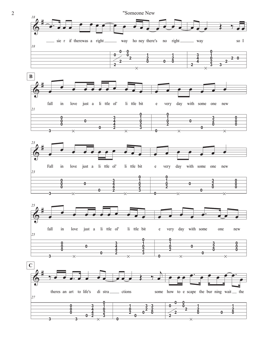 Someone New Guitar Tablature scores gallery preview page 2