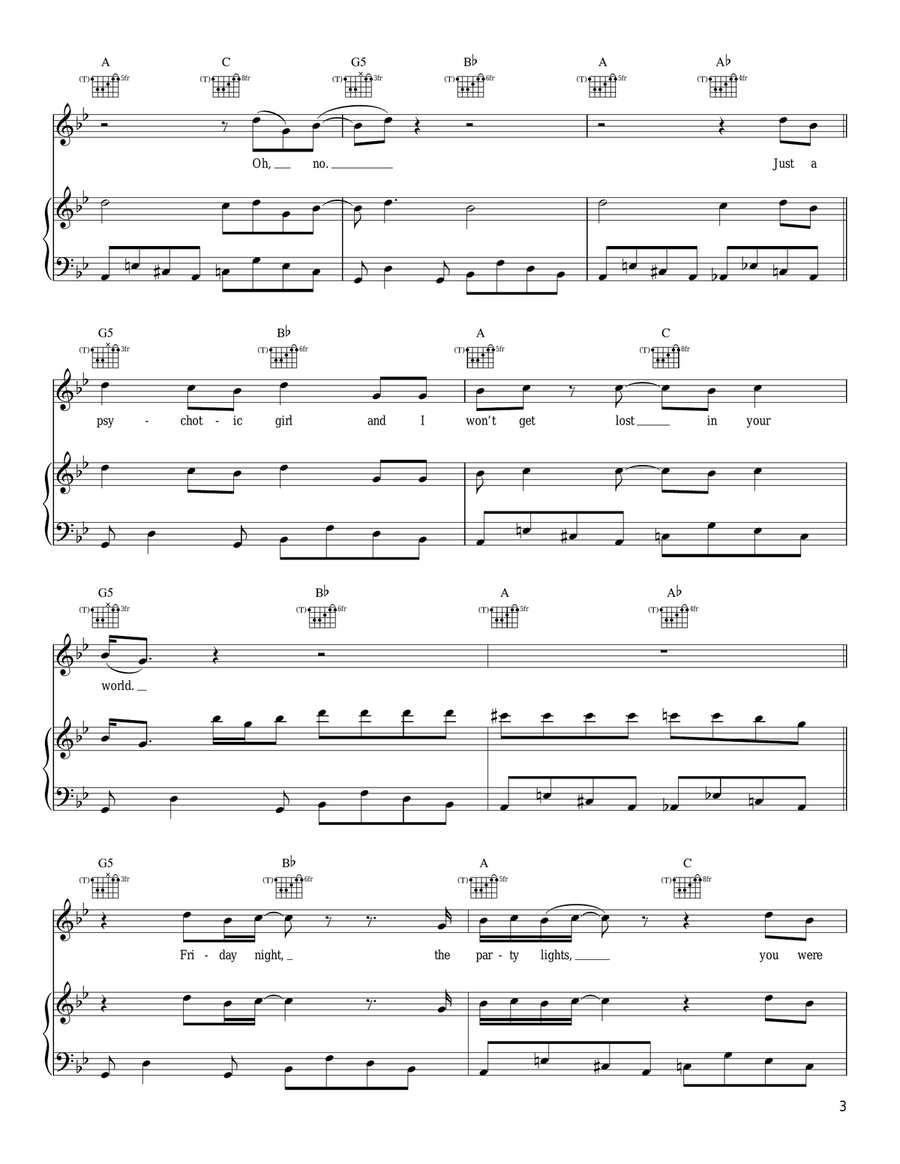 Psychotic Girl Piano, Vocal, Guitar scores gallery preview page 3